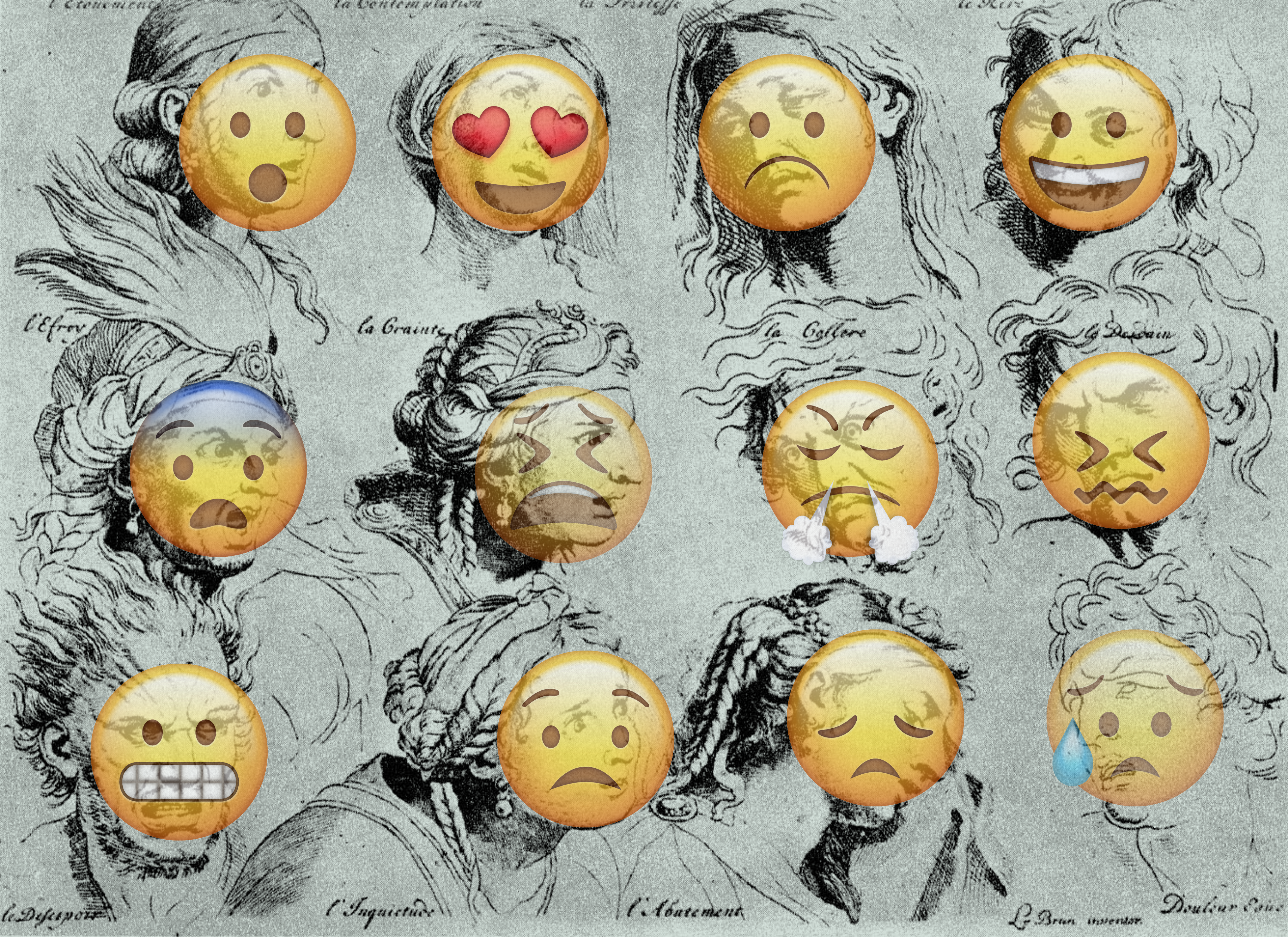 Les émotions de Georges LeBrtun avec des émoticons